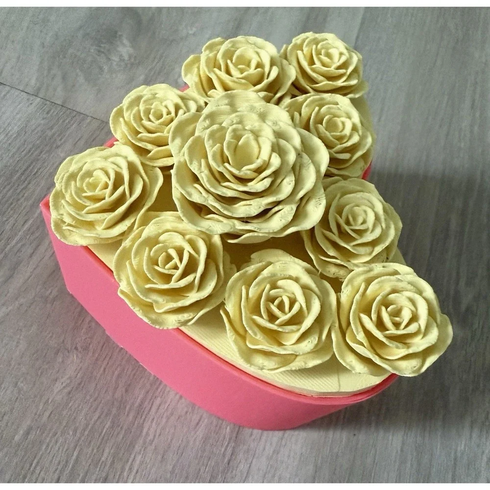 Roses Heart Container Valentine's Day 3D‎ printed jewelry box gift